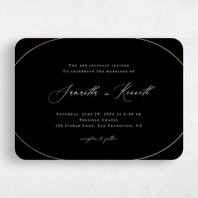 Black Rounded Wedding Invitation - Paltz Landscape Foil
