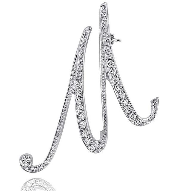 Rosette Hair Letter Brooch A-Z 26 Personalized Design Letters Initial Pins Clear Crystal Rhinestone Breastpin