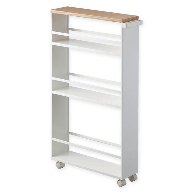 Rolling Bathroom Storage Tower in White