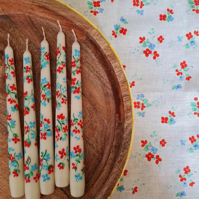 Floral painted candle. Painted candle. Painted Taper candle. Wedding candle. Painted candles. Hand painted candles.