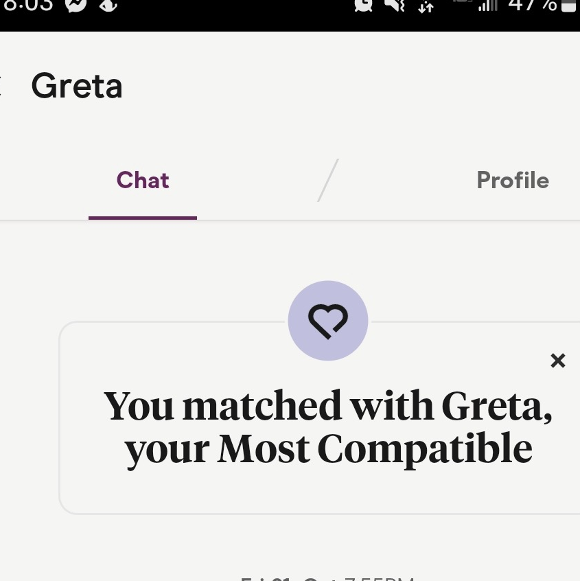 Screenshots from matching on Hinge!