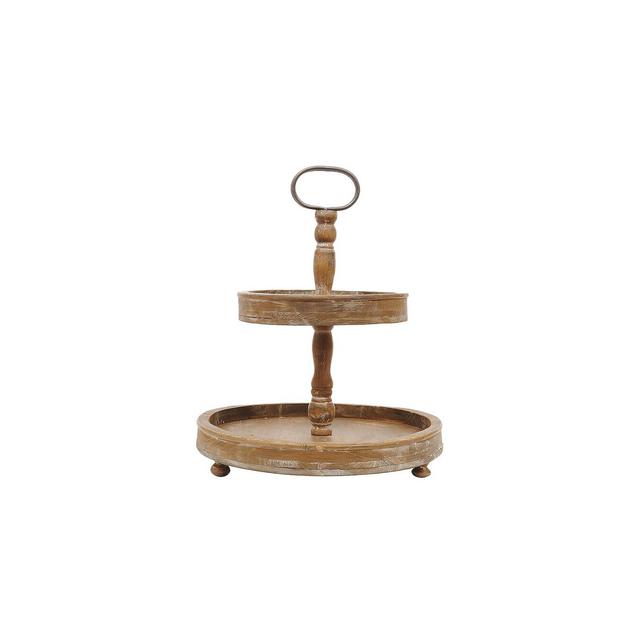 Round Wood 2-Tier Tray - 3R Studios