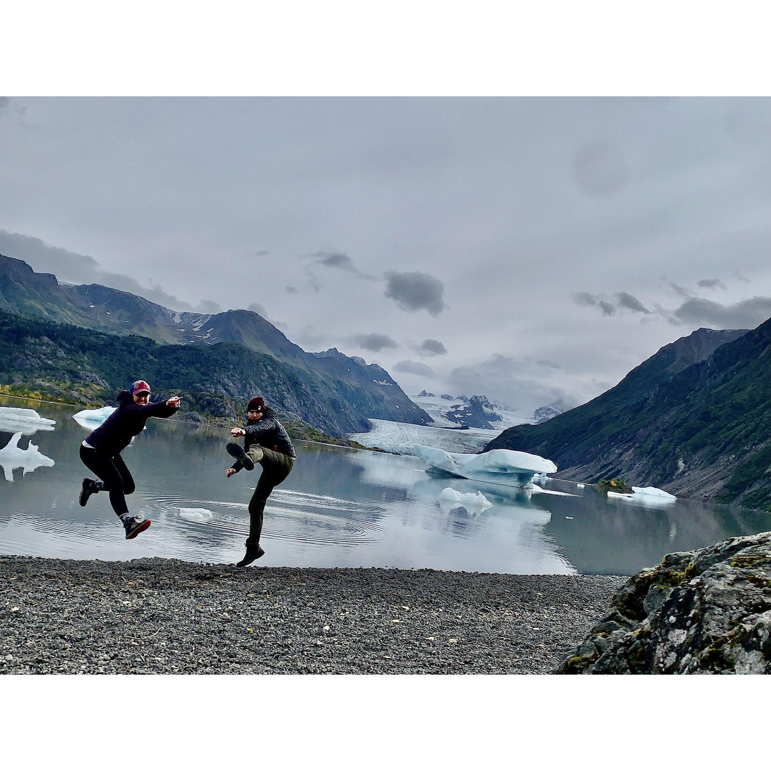 We celebrated our engagement all over Alaska, but this was one of our favorite spots (Grewingk glacier).