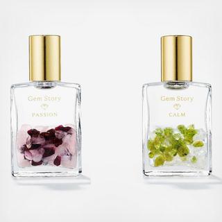 Passion and Calm Set of 2 All Natural Wellness Oils with Gemstones
