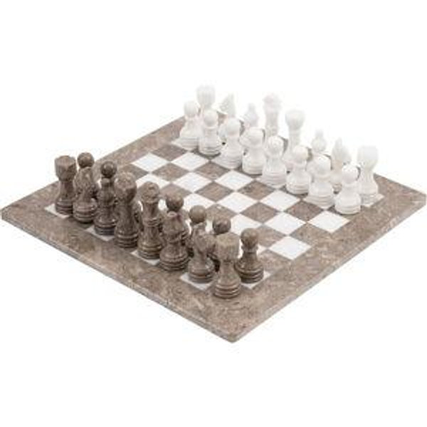 Oceanic and White Marble Chess Set with Storage Box