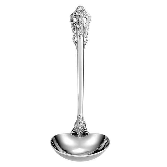 KEAWELL Premium 7.5 inch Luxury Gravy Ladle, 18/10 Stainless Steel, Small Gravy Spoon for Home. Solid and Sturdy, Dishwasher Safe. (1, Silver)