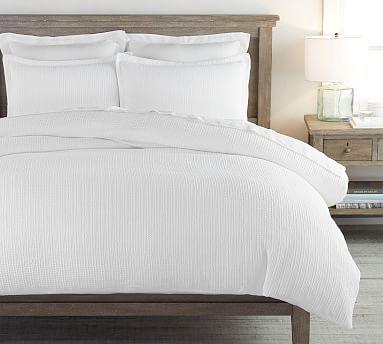 Honeycomb Cotton Duvet Cover & Shams - White