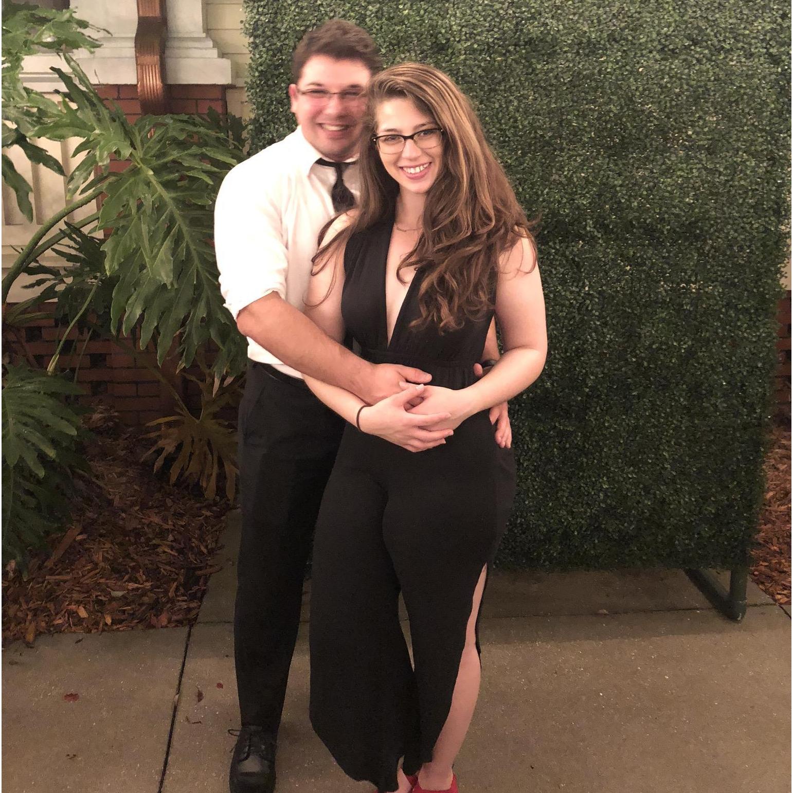Celebrating one of his groomsmen's weddings! Several months later, he popped the question!