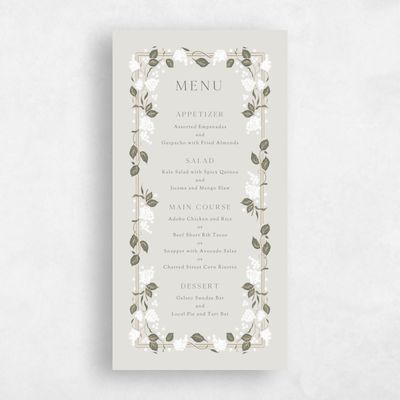 Sage Mist, Green Wedding Menu - Colette