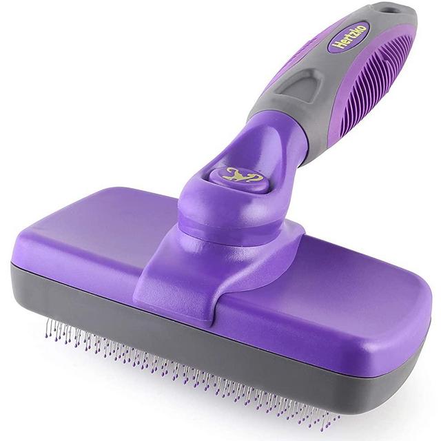 Hertzko Self Cleaning Slicker Brush with Plastic Tips for Sensitive Dogs and Cats
