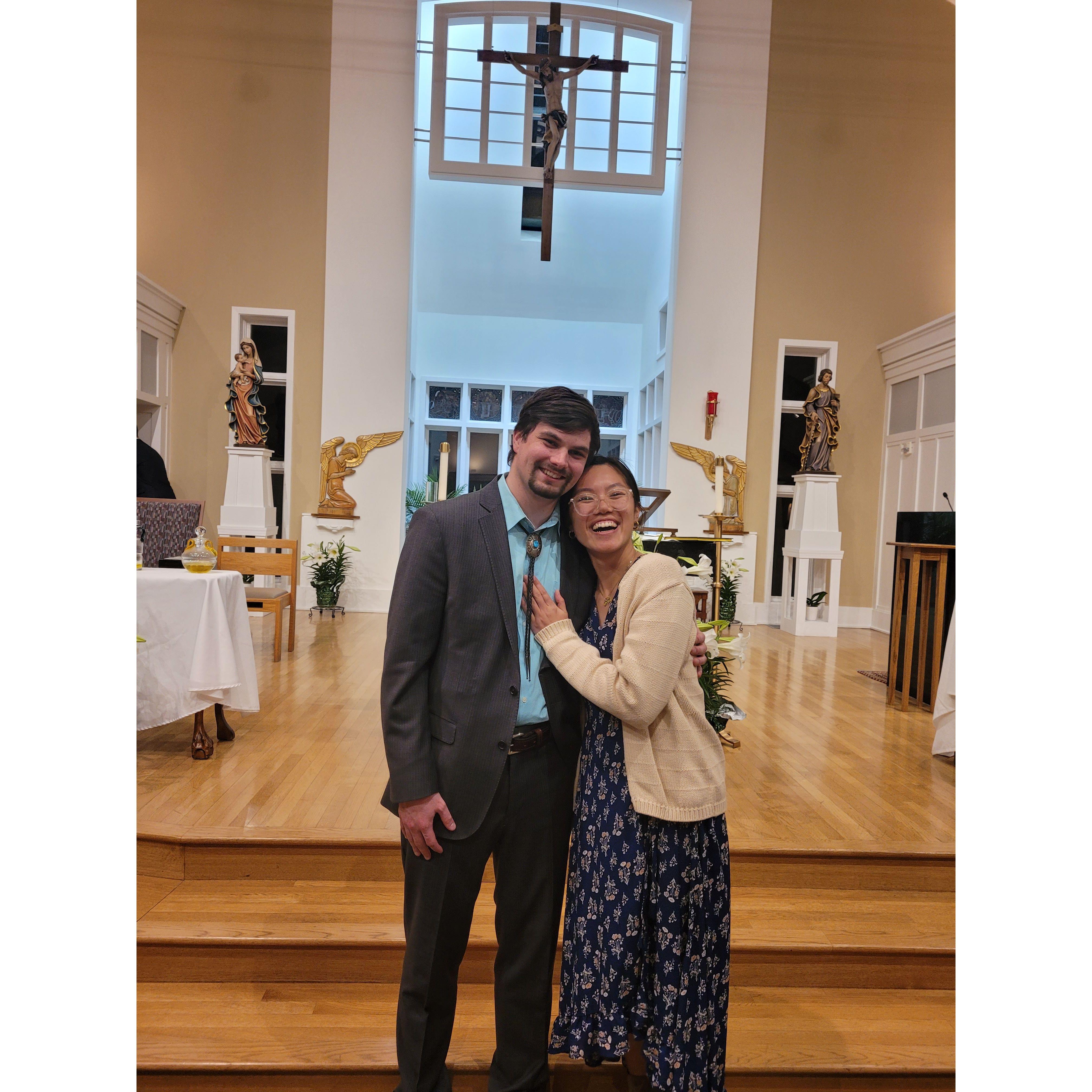 Andrew and Therese at the Easter Vigil :)