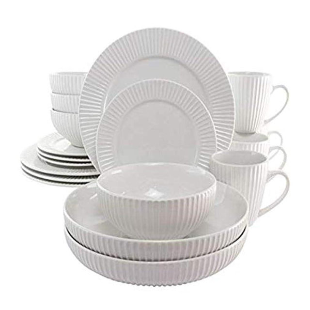 Elama Large Serving Bowls Dinnerware Set, 18 Piece, White