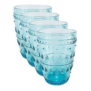 Euro Ceramica Fez Highball Glasses in Turquoise (Set of 4)