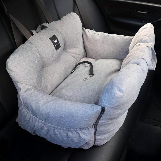 JACKO & CO - Medium Premium Dog Car Seat & Bed for Small and Medium Dogs up to 40lbs / Soft Cloudlike Portable Pet Travel Bed for Back Seat, Machine Washable & Water Resistant (Medium, Grey)