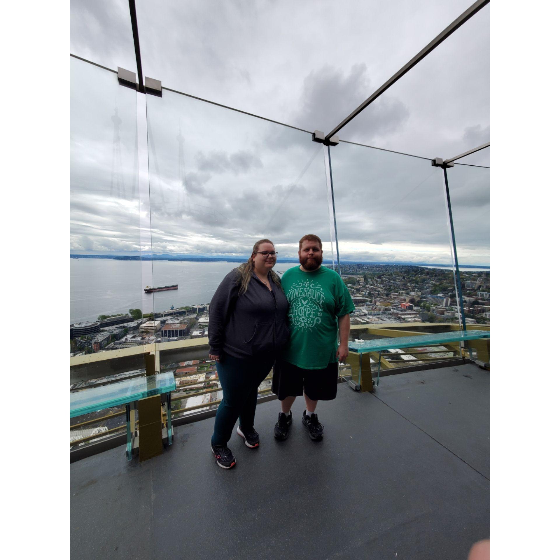 On the Observation Deck at the Space Needle in Seattle.