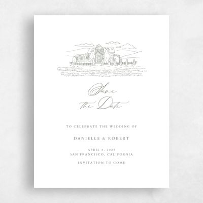 Dark Sage, Green Wedding Save the Date - Malcesine Portrait