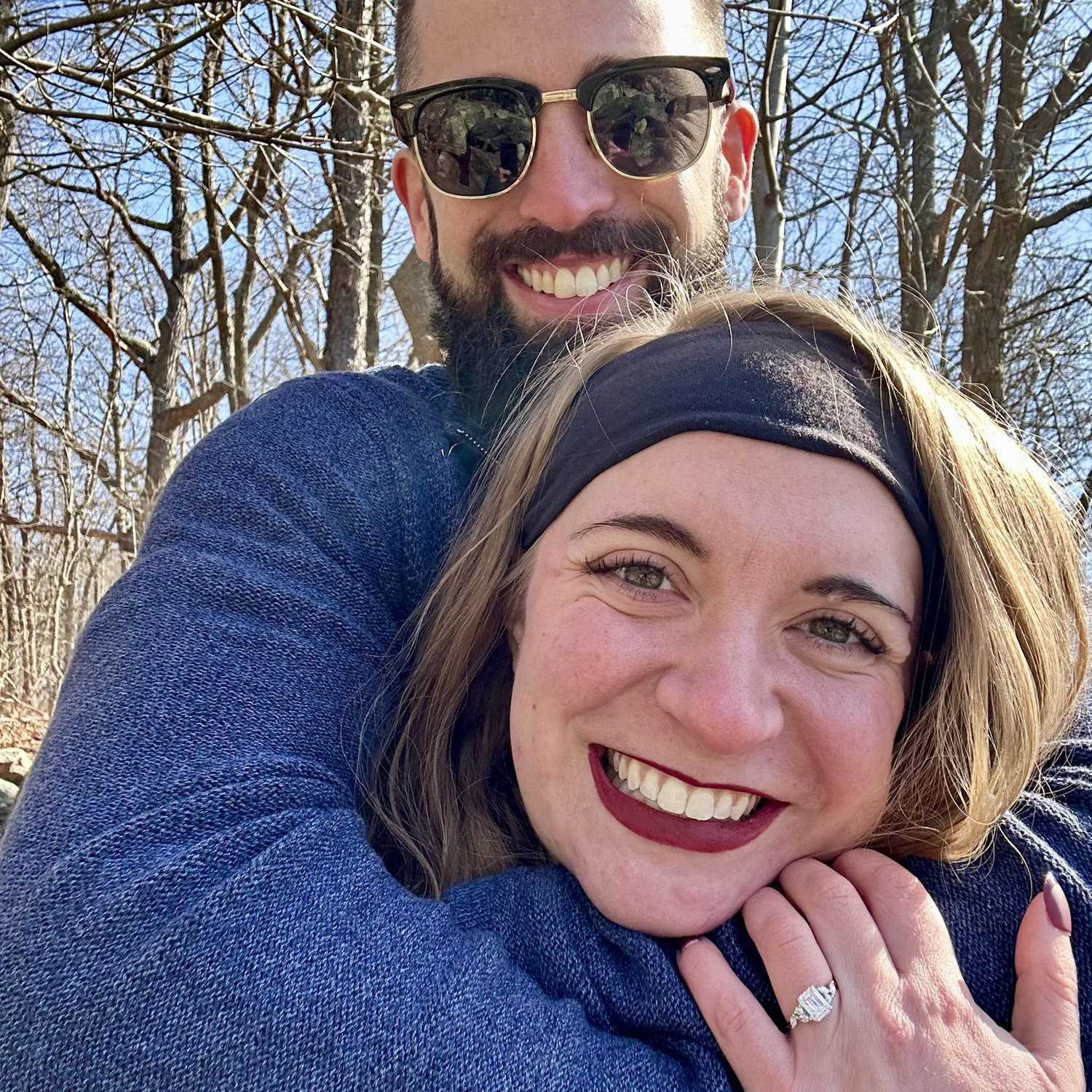 February 2024 - Jamie knows Corinne likes rocks, so he gave her a rock while standing on a rock while looking at rocks. They were already engaged, but this really sealed the deal.