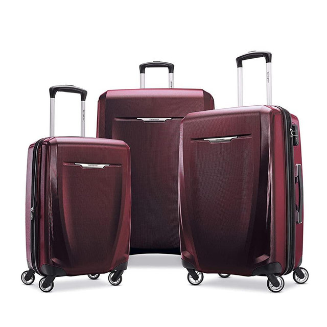 Samsonite Winfield 3 DLX Hardside Expandable Luggage with Spinners, Burgundy, 3-Piece Set (20/25/28)