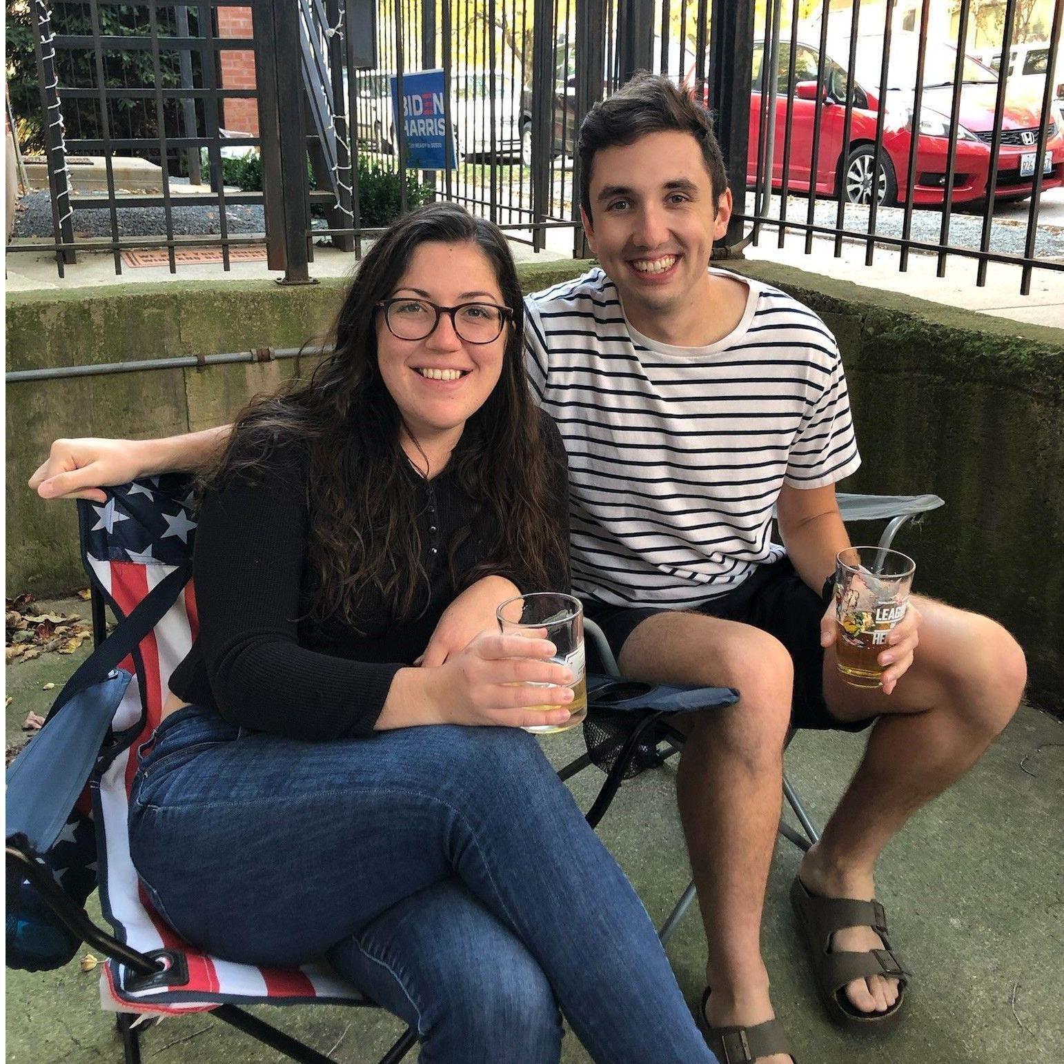 Our first photo together at Adam's Chicago Apartment - October 2020