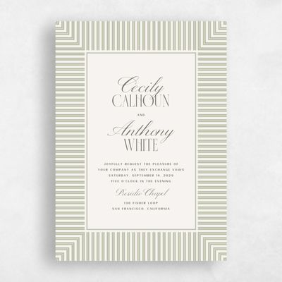 Olive Sage, Green Wedding Invitation - Connell Classic