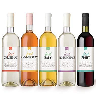 Marriage Milestones Wine Bottle Labels, Set of 5 Waterproof Wine Bottle Labels, Wedding Gift, Marriage Milestones, Wedding Firsts