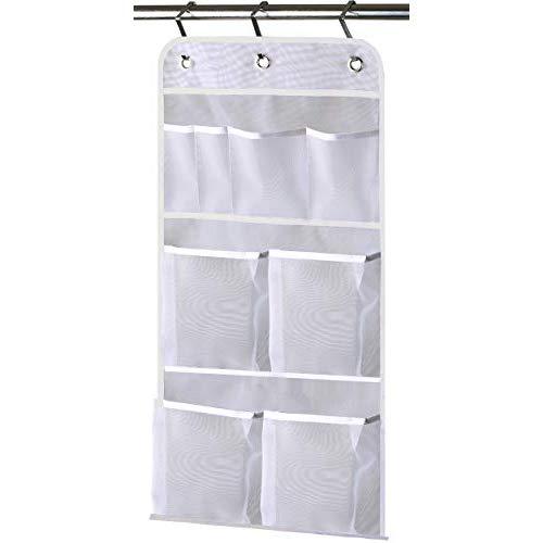 MISSLO Hanging Mesh Pockets Hold 340oz/1000ml Shampoo Shower Organizer with Over The Door Hooks