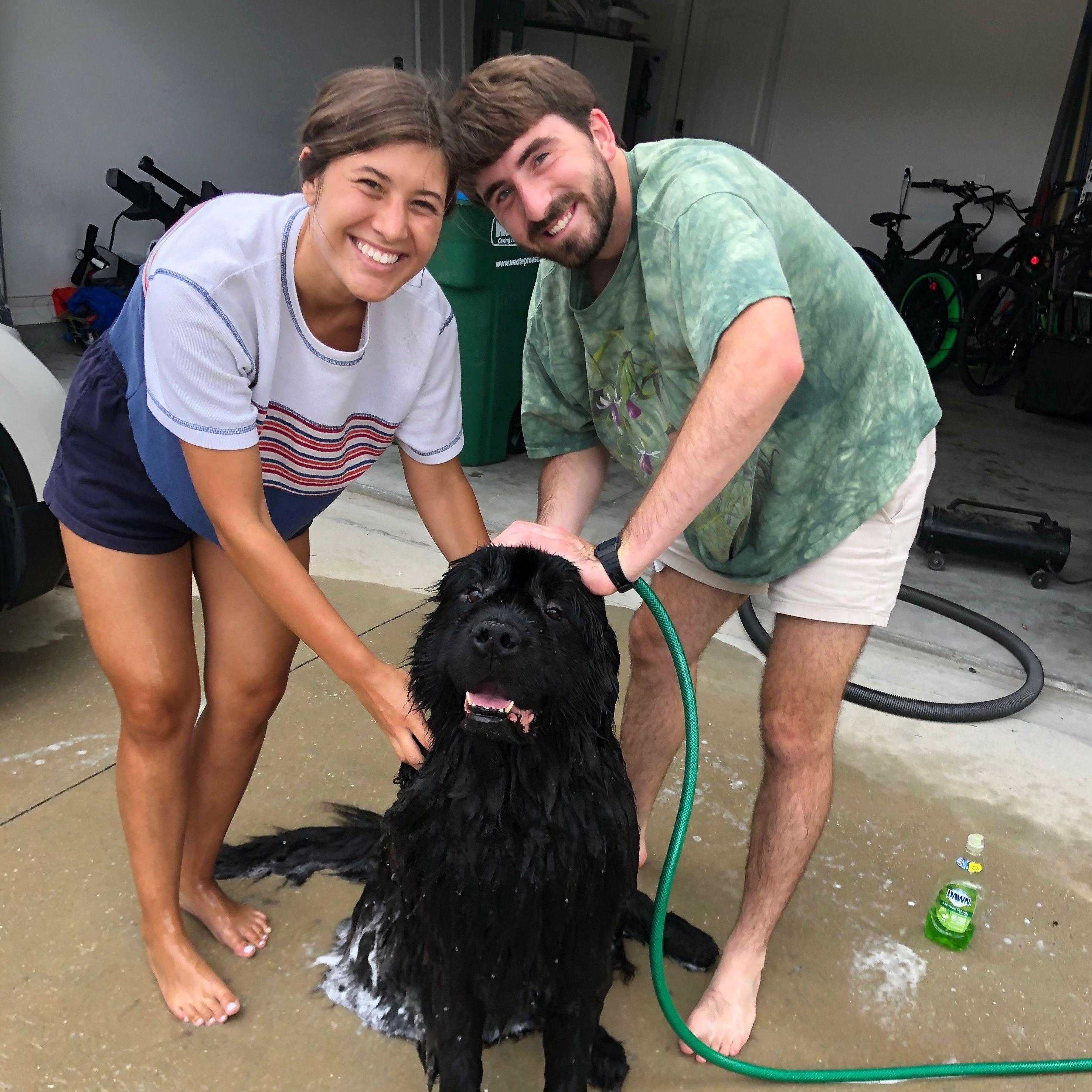 Washing the best dog, Banjo!