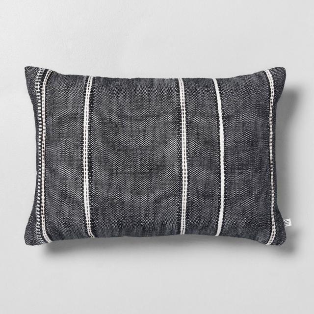 14" x 20" Stripe Pattern Decor Pillow Railroad Gray - Hearth & Hand™ with Magnolia