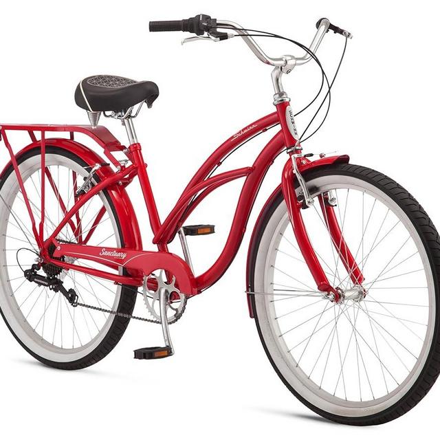 Schwinn Sanctuary 7 Comfort Beach Cruiser Bike for Adult Women Men, 7-Speed Drivetrain in Retro-Styled Steel Step-Through or Step-Over Frame, 26-Inch Wheels, With Front & Rear Fenders, Rear Cargo Rack