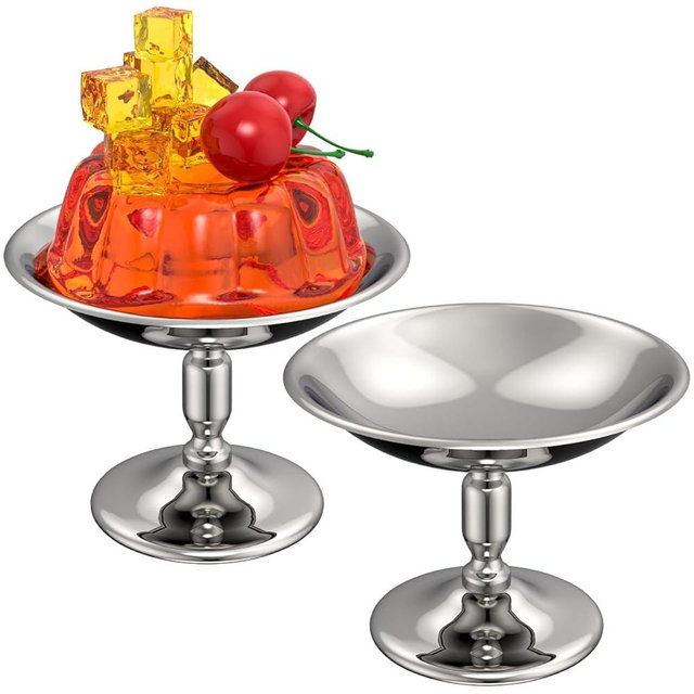 Angoily 2Pcs Mini Sliver Ice Cream Bowls Stainless Steel Dessert Cup Parfait Sundae Trifle Bowl Footed Sauce Cup for Nuts Fruit Pudding Snack Cereal Party Favors