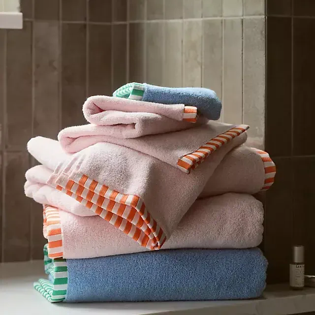 The Sloane Stripe Trim Soft Cotton Towel Collection