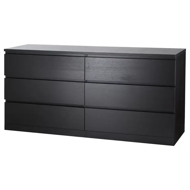 IKEA MALM 6-drawer dresser, black-brown63x30 3/4 "