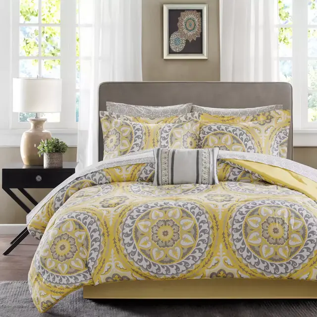 Madison Park Essentials Serenity 9-Piece Queen Comforter Set in Yellow