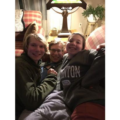 Snuggled up with Bride's man Liam.