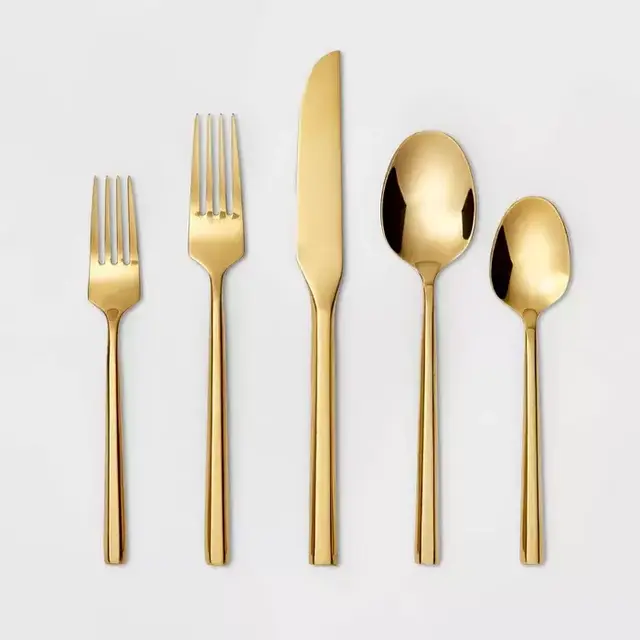 5pc Stainless Steel Izon Mirror Flatware Set Gold - Project 62™