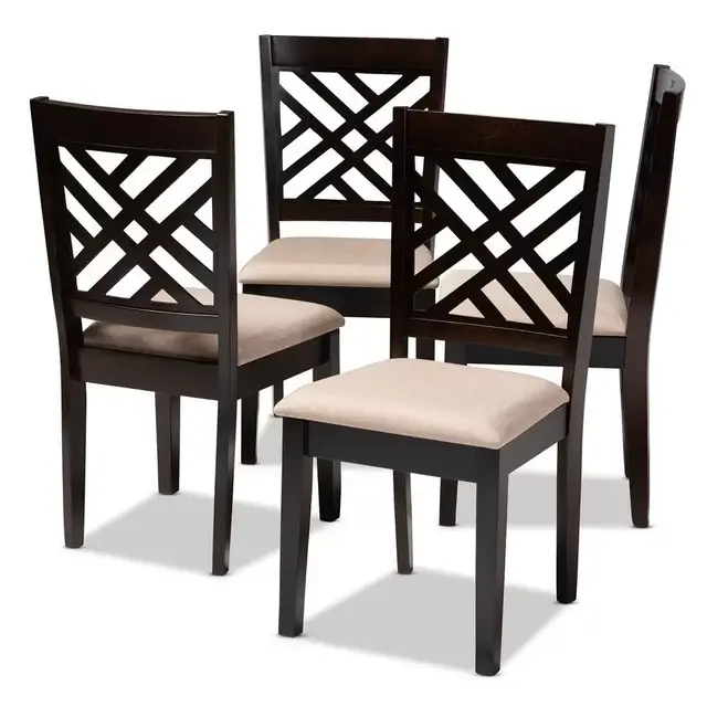 Caron Sand Brown and Espresso Fabric Dining Chair (Set of 4)