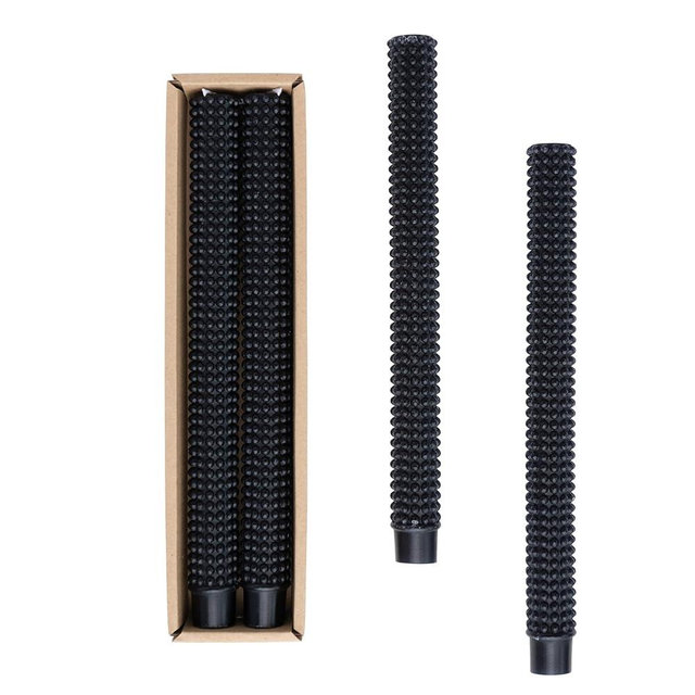 Creative Co-Op Unscented Hobnail Taper Box, Set of 2, Black Candles, 10" H, 2 Count