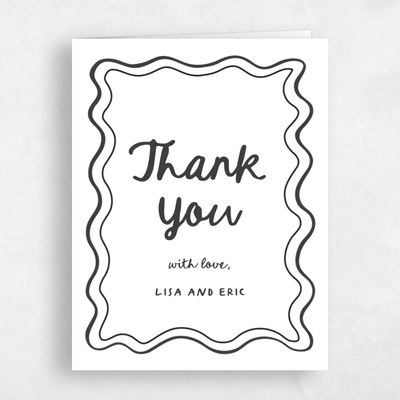 Dark Charcoal, White Wedding Thank You - Brielle Portrait