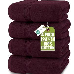 Utopia Towels 4 Pack Premium Bath Towels Set, 27 by 54 Inches, 100% Ring Spun Cotton 600GSM, Lightweight and Highly Absorbent Quick Drying Towels, Perfect for Daily Use, Burgundy
