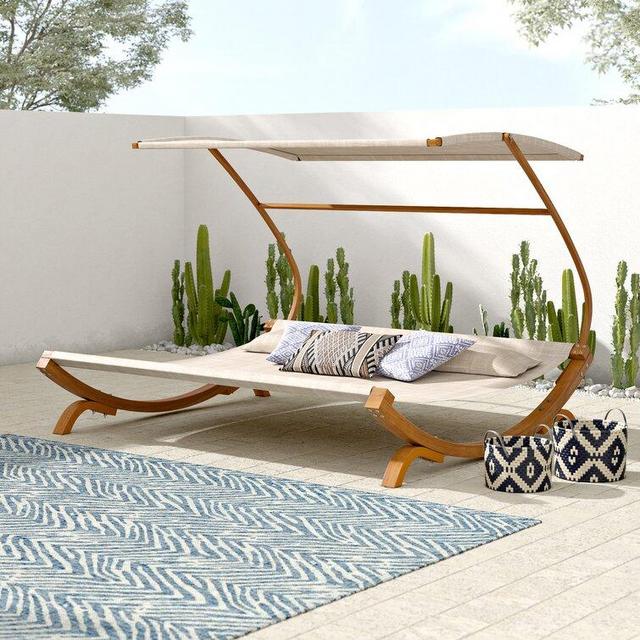 Tillis 81'' Wide Outdoor Teak Patio Daybed with Cushions