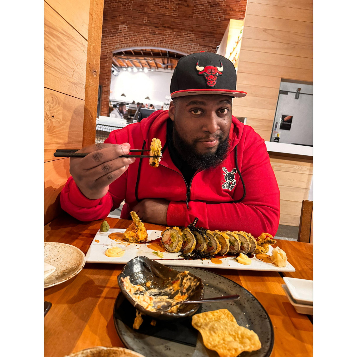 I convinced him to eat sushi!!!!