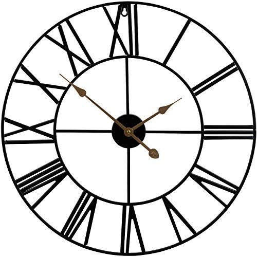 Sorbus Large Decorative Wall Clock, 24" Round Oversized Centurian Roman Numeral Style Modern Home Decor Ideal for Living Room, Analog Metal Clock (Black)