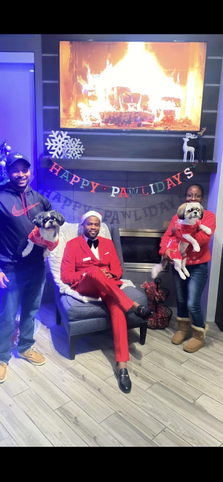 Family Christmas photo with “Santa”