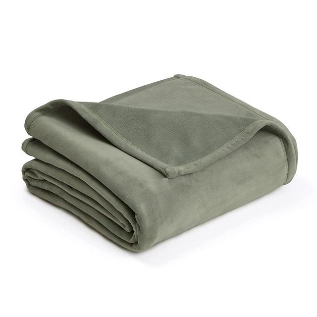 PLUSH BLANKET BY VELLUX - Full/Queen, Heavyweight, Micromink, Warmest, Bedspread, Pet-Friendly, Bed, Bedspread, Winter - Sage