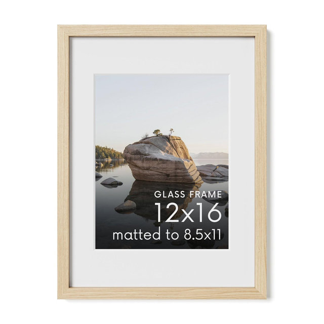 Haus and Hues Oak Picture Frame with Glass, Natural, 12x16