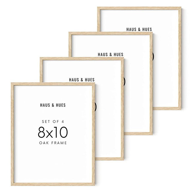 Haus and Hues 8"x10" Beige Oak Wood Picture Frame Set of 4 - 8x10 Wood Picture Frame, 8x10 Frames 4 Pack, 8x10 Poster Frame, 8x10 Frame Wood, 8 by 10 Picture Frames, Set of 4 Frames 8x10 Frame Only (Beige Oak)