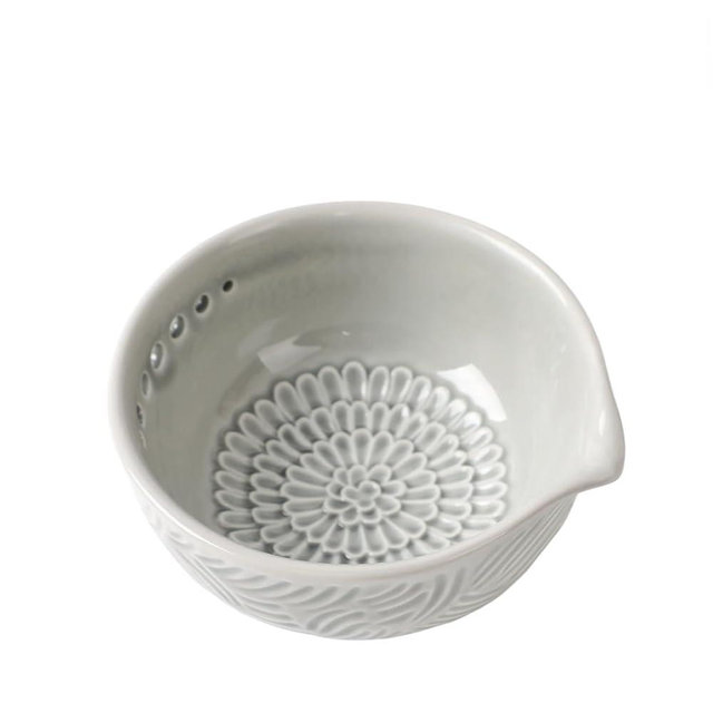 Ceramic Grater Bowl with Herb Stripper, 3 in 1 Handmade Ginger Grater Bowl, Garlic Grater Plate, Multi-Functional Kitchen Tools and Gadgets, for Garlic, Chocolate, Herbs, Etc