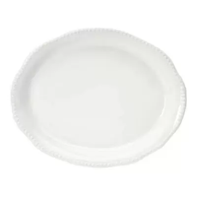 Modern Farmhouse Home Organic Bead 18-Inch Oval Platter in White