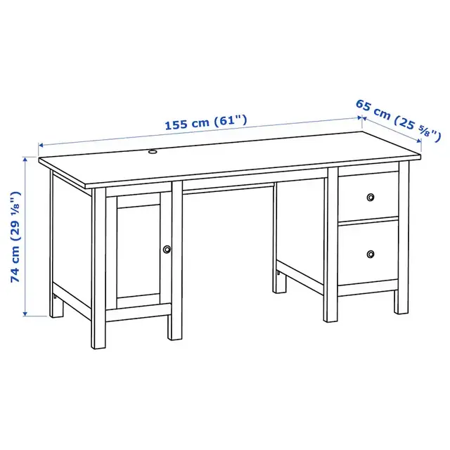 HEMNES Desk, white stain61x25 5/8 "