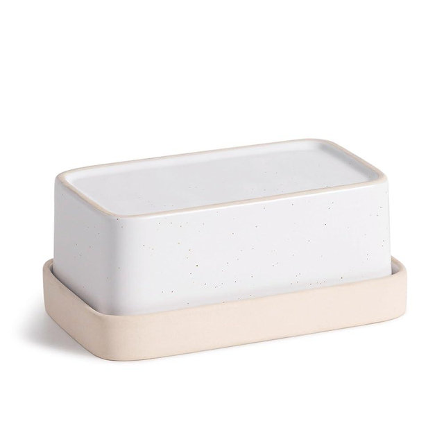 Ceramic Butter Dish with Lid，Large Butter Dish for Countertop, double-sided usable design，Suitable for fresh spreadable butter, butter container holder for kitchen and home decor.